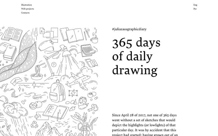 365 Days of Daily Drawing website preview