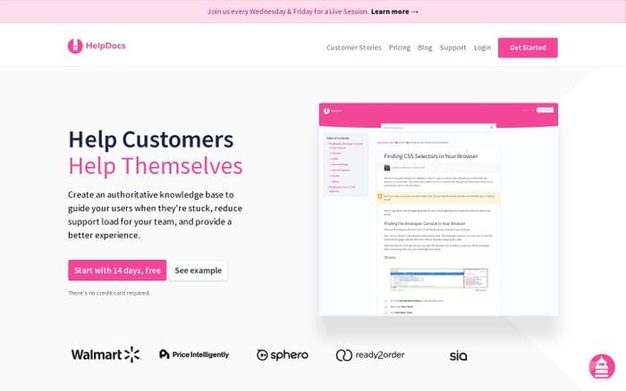 HelpDocs - Knowledge Base Software website preview
