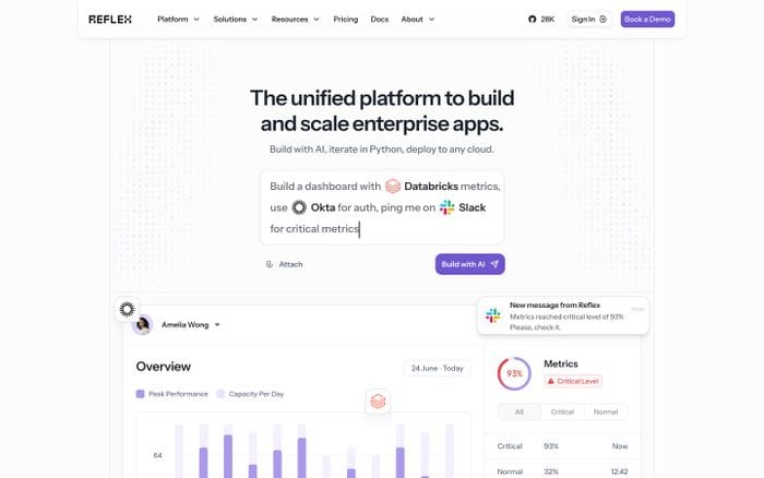 Reflex website preview