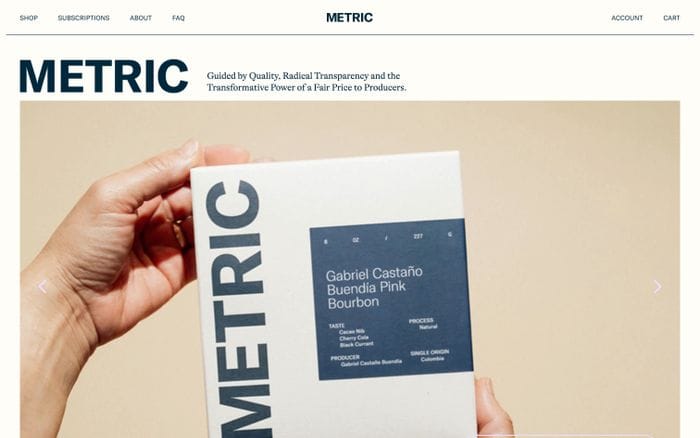 Metric website preview