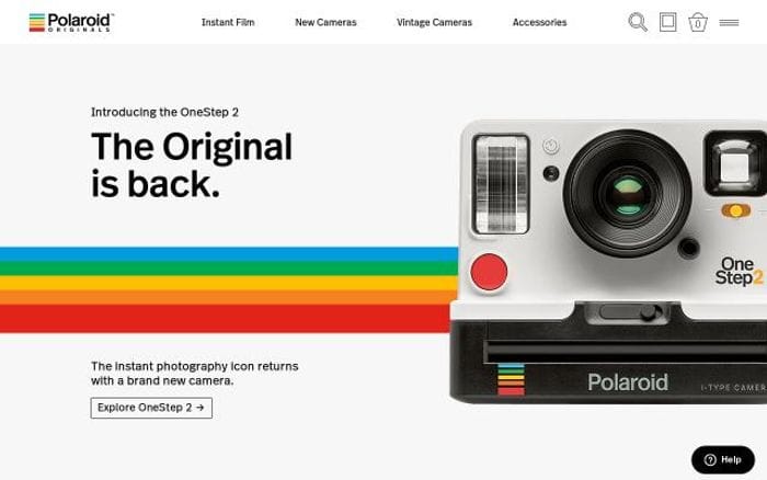 Polaroidoriginals website preview