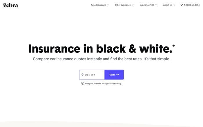 The Zebra website preview