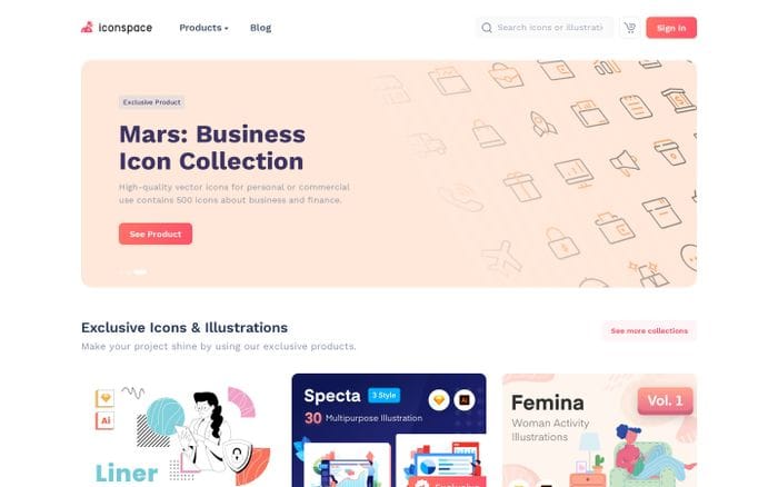 Iconspace: All Creative Resources for Designers and Developers website preview