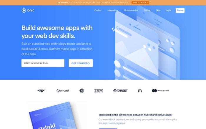 Ionic - Cross-Platform Mobile App Development website preview
