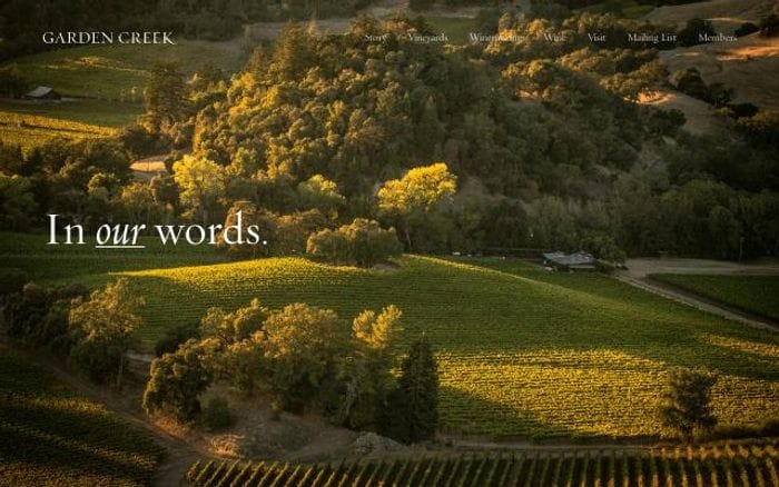 Gardencreekvineyards website preview