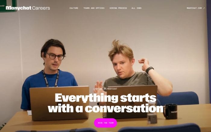 Manychat Careers website preview