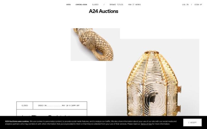 A24 Auctions website preview