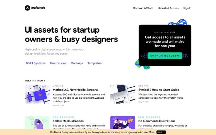 Craftwork Design – Amazing User Interface Resources for Designers and Developers website preview