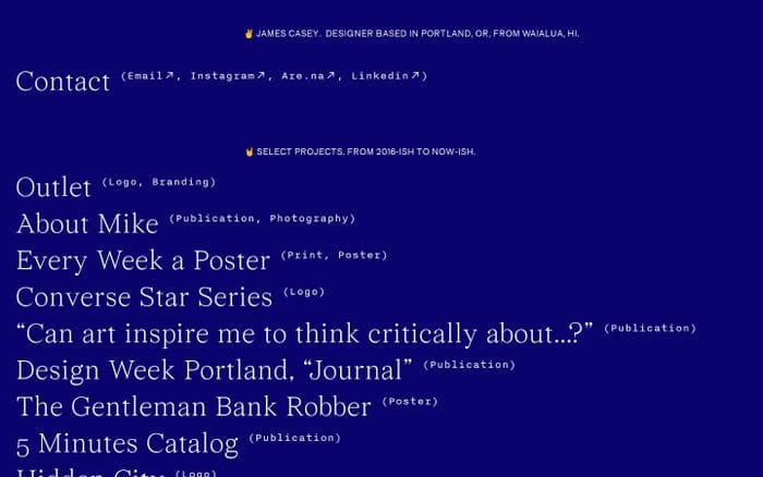 James Casey website preview