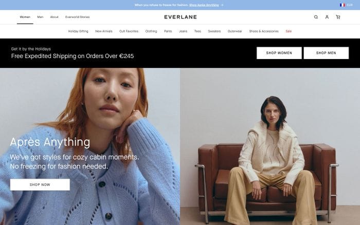 Everlane website preview