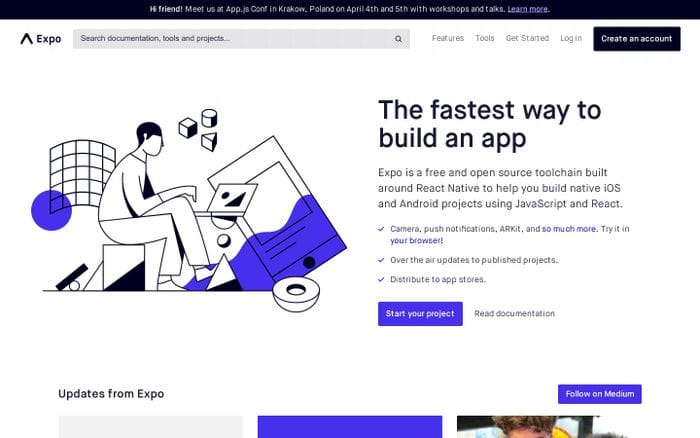 Expo website preview