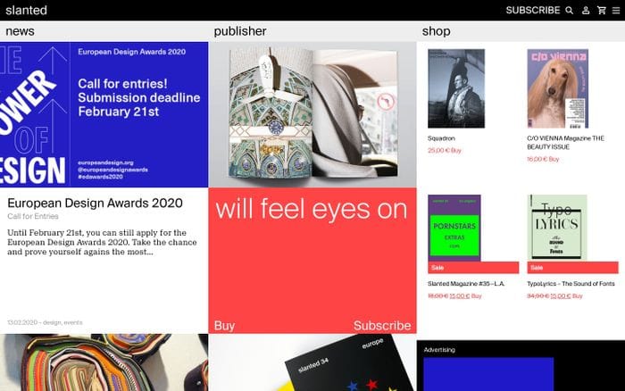 Slanted.de by Slanted Publishers - Design-News, Publisher, Shop - slanted website preview