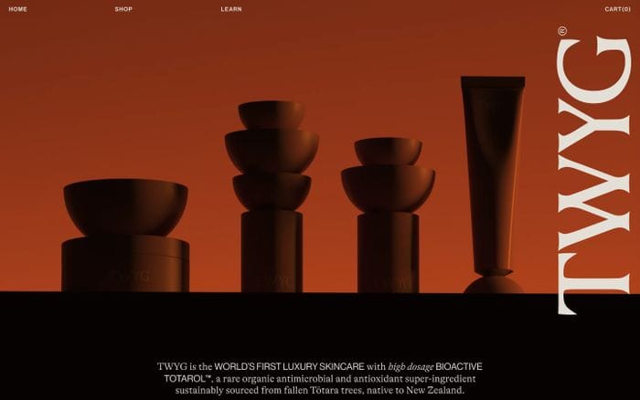 TWYG Skincare website preview
