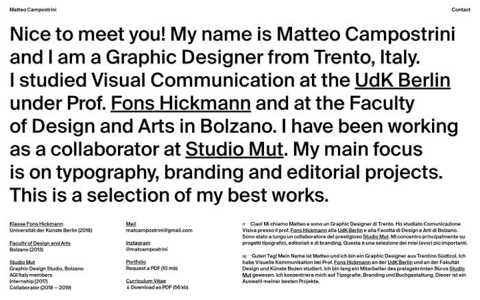 Matteo Campostrini website preview