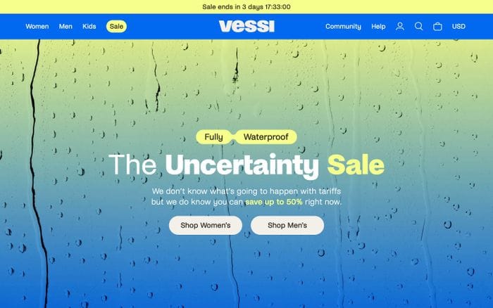 Vessi website preview