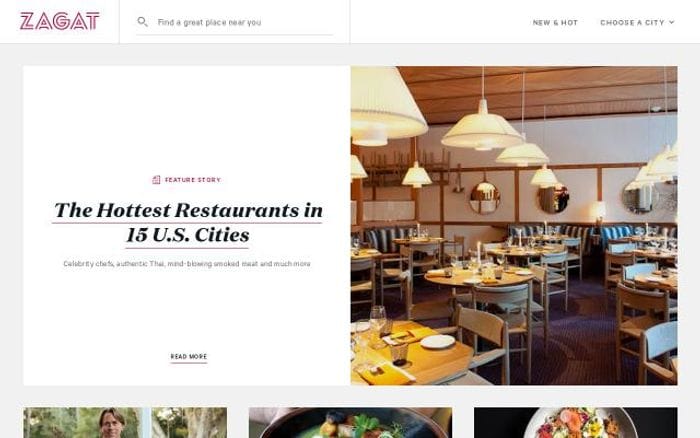 Zagat website preview