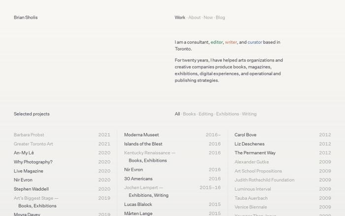 Brian Sholis website preview