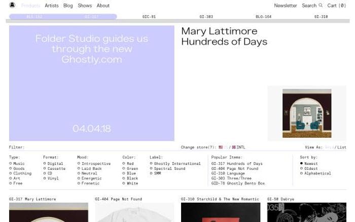 Ghostly website preview