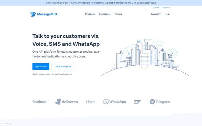 MessageBird | Reach 7 billion phones in seconds via SMS, Voice & WhatsApp. - MessageBird website preview
