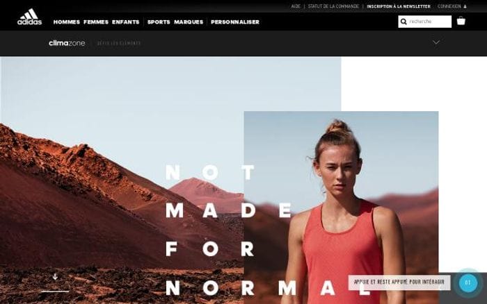 Adidas website preview