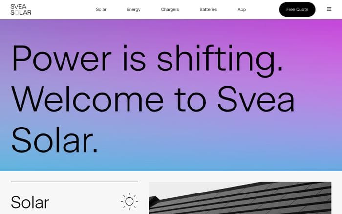 Svea Solar website preview