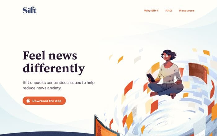 Sift - Feel news differently website preview