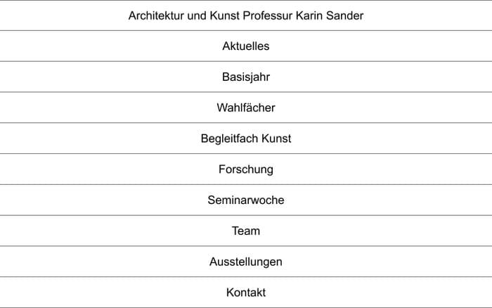 Architektur und Kunst Professur Karin Sander website preview