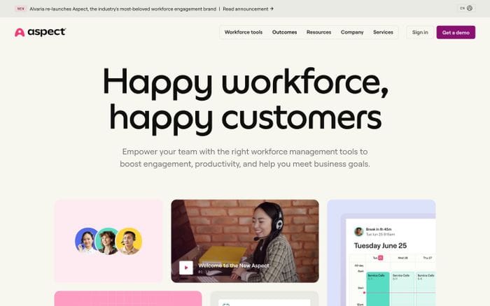 Aspect website preview