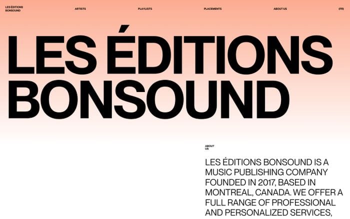 Les éditions Bonsound website preview