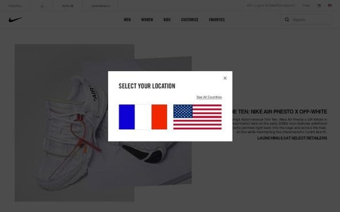 Nike website preview