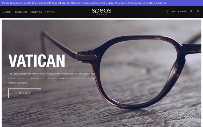 Buy Glasses Online & Sunglasses Australia - Contact Lenses & Eyewear | SPEQS website preview