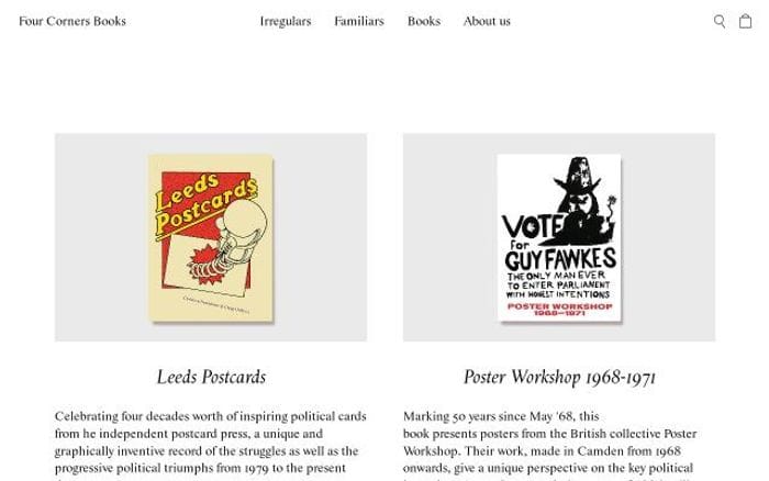Fourcornersbooks website preview