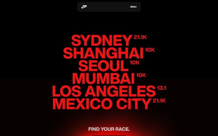 Nike After Dark Tour website preview