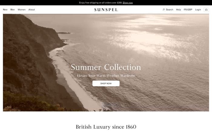 Sunspel website preview