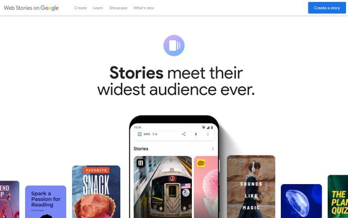 Web Stories on Google website preview