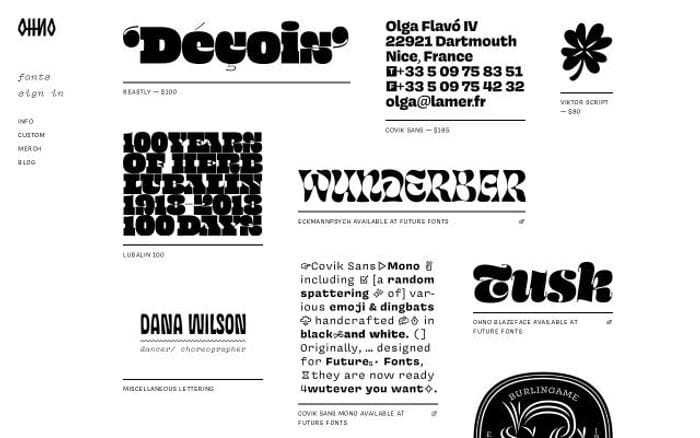 Ohnotype website preview