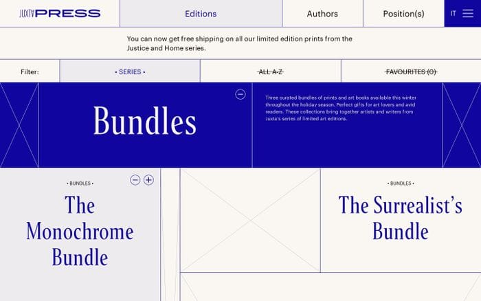 Editions - Juxta Press website preview