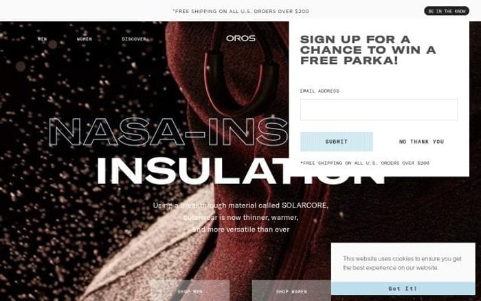 Orosapparel website preview