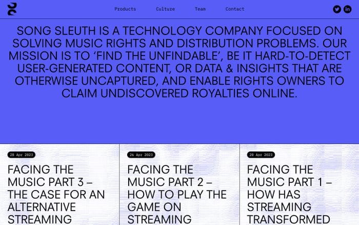 Song Sleuth website preview