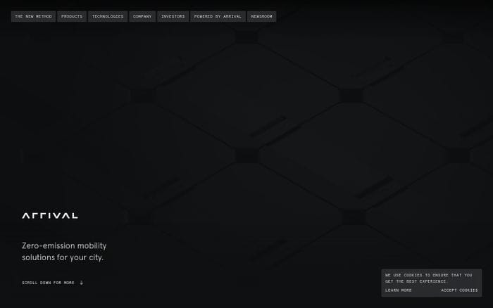 Arrival website preview