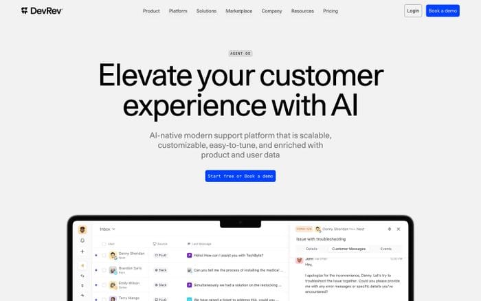 DevRev website preview