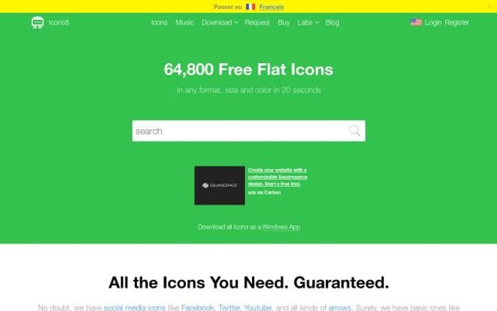 Icons8 website preview