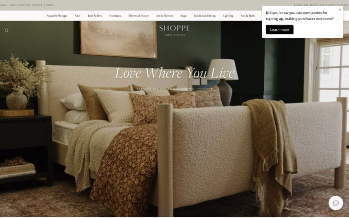 Shoppe Amber Interiors website preview