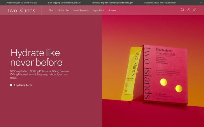 Two Islands website preview