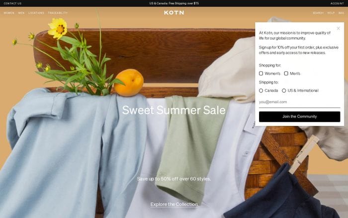 Kotn website preview