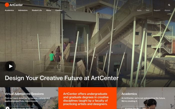 ArtCenter College of Design website preview