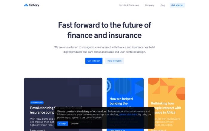 Fintory — Fast forward to the future of finance and insurance website preview