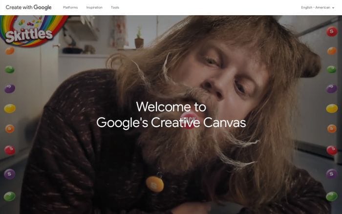 Welcome to Google's Creative Canvas - Create with Google website preview
