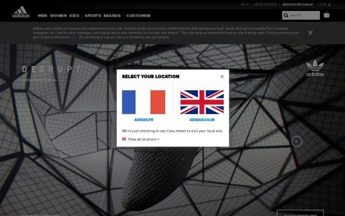 Adidas website preview