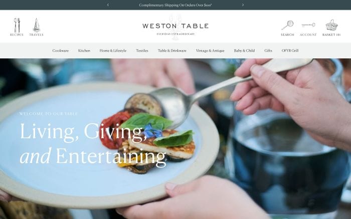 Weston Table website preview